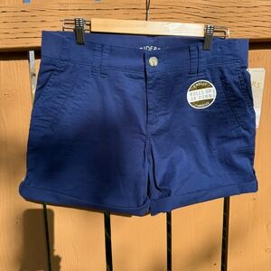 Riders Lee Womens Midrise Classic Navy Blue Roll Up 5" Casual Shorts Size 10M
